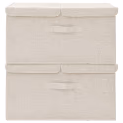 vidaXL 2x Storage Boxes Fabric Cream Home Foldable Box Storage Case Chest