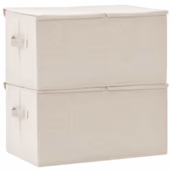 vidaXL 2x Storage Boxes Fabric Cream Home Foldable Box Storage Case Chest - Additional view 4