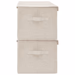 vidaXL 2x Storage Boxes Fabric Cream Home Foldable Box Storage Case Chest - Additional view 5
