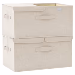 vidaXL 2x Storage Boxes Fabric Cream Home Foldable Box Storage Case Chest - Additional view 6