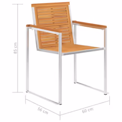 vidaXL 2/4/6/8x Garden Chairs Patio Solid Acacia/Teak Wood and Stainless Steel - solid acacia wood, 4 pcs - Additional view 7