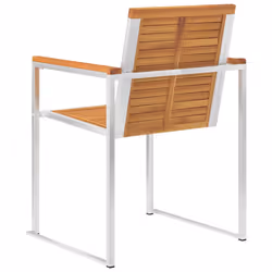 vidaXL 2/4/6/8x Garden Chairs Patio Solid Acacia/Teak Wood and Stainless Steel - solid acacia wood, 8 pcs - Additional view 4