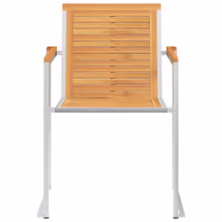 vidaXL 2/4/6/8x Garden Chairs Patio Solid Acacia/Teak Wood and Stainless Steel - Solid teak wood, 4 pcs