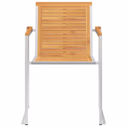 vidaXL 2/4/6/8x Garden Chairs Patio Solid Acacia/Teak Wood and Stainless Steel - Solid teak wood, 6 pcs