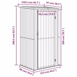 vidaXL Garden Shed Green Galvanised Steel Outdoor Storage Shed Tool Organiser - Additional view 7