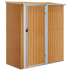 vidaXL Garden Shed Outdoor Storage Shed House Galvanised Steel Wooden Look