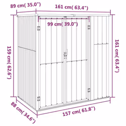 vidaXL Garden Tool Shed Blanket Box Outdoor Tool Storage Shed Galvanised Steel - grey, 161 x 89 x 161 cm - Additional view 7