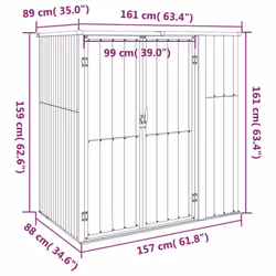 vidaXL Garden Tool Shed Blanket Box Outdoor Tool Storage Shed Galvanised Steel - brown, 161 x 89 x 161 cm - Additional view 5