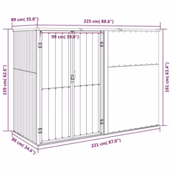 vidaXL Garden Tool Shed Blanket Box Outdoor Tool Storage Shed Galvanised Steel - grey, 225 x 89 x 161 cm - Additional view 5