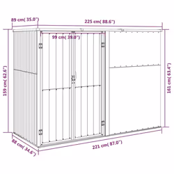 vidaXL Garden Tool Shed Blanket Box Outdoor Tool Storage Shed Galvanised Steel - brown, 225 x 89 x 161 cm - Additional view 7