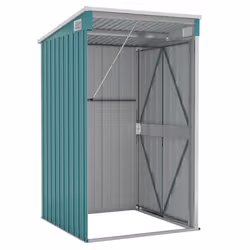 vidaXL Wall-mounted Garden Shed Outdoor Tool Storage Shed Galvanised Steel - green, 118 x 100 x 178 cm - Additional view 4