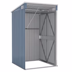 vidaXL Wall-mounted Garden Shed Outdoor Tool Storage Shed Galvanised Steel - grey, 118 x 100 x 178 cm - Additional view 5