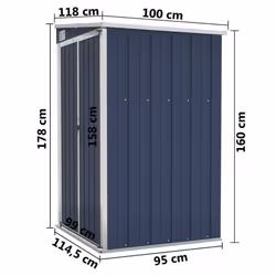 vidaXL Wall-mounted Garden Shed Outdoor Tool Storage Shed Galvanised Steel - anthracite, 118 x 100 x 178 cm - Additional view 6