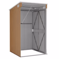 vidaXL Wall-mounted Garden Shed Outdoor Tool Storage Shed Galvanised Steel - brown, 118 x 100 x 178 cm - Additional view 4