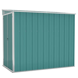 vidaXL Wall-mounted Garden Shed Green Galvanised Steel Patio Tool Storage Shed