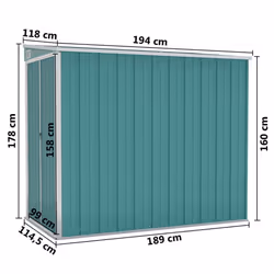 vidaXL Wall-mounted Garden Shed Green Galvanised Steel Patio Tool Storage Shed