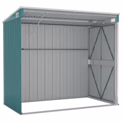 vidaXL Wall-mounted Garden Shed Green Galvanised Steel Patio Tool Storage Shed - Additional view 5