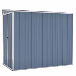 vidaXL Wall-mounted Garden Shed Grey Galvanised Steel Patio Tool Storage Shed
