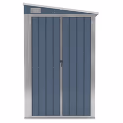 vidaXL Wall-mounted Garden Shed Grey Galvanised Steel Patio Tool Storage Shed