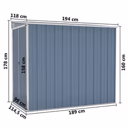 vidaXL Wall-mounted Garden Shed Grey Galvanised Steel Patio Tool Storage Shed