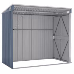 vidaXL Wall-mounted Garden Shed Grey Galvanised Steel Patio Tool Storage Shed - Additional view 5