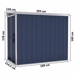vidaXL Wall-mounted Garden Shed Anthracite Steel Terrace Tool Storage Shed - Additional view 6
