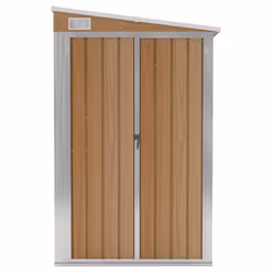 vidaXL Wall-mounted Garden Shed Brown Galvanised Steel Patio Tool Storage Shed - Additional view 2
