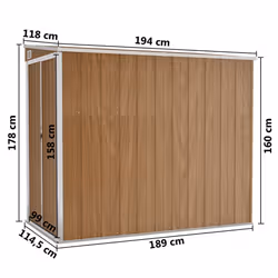 vidaXL Wall-mounted Garden Shed Brown Galvanised Steel Patio Tool Storage Shed - Additional view 3