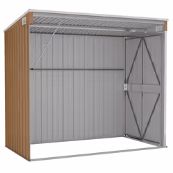 vidaXL Wall-mounted Garden Shed Brown Galvanised Steel Patio Tool Storage Shed - Additional view 5