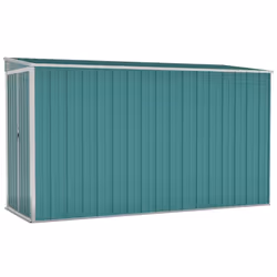 vidaXL Wall-mounted Garden Shed Green Galvanised Steel Patio Tool Storage Shed