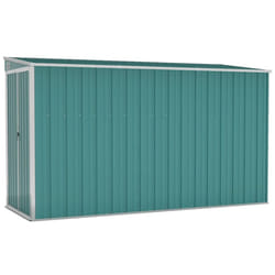 vidaXL Wall-mounted Garden Shed Green Galvanised Steel Patio Tool Storage Shed