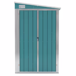vidaXL Wall-mounted Garden Shed Green Galvanised Steel Patio Tool Storage Shed