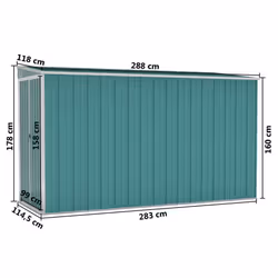 vidaXL Wall-mounted Garden Shed Green Galvanised Steel Patio Tool Storage Shed - Additional view 6
