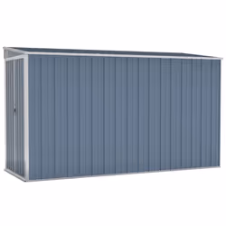 vidaXL Wall-mounted Garden Shed Grey Galvanised Steel Patio Tool Storage Shed