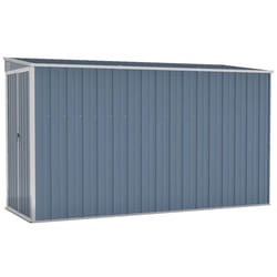 vidaXL Wall-mounted Garden Shed Grey Galvanised Steel Patio Tool Storage Shed