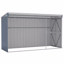 vidaXL Wall-mounted Garden Shed Grey Galvanised Steel Patio Tool Storage Shed - Additional view 5