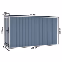 vidaXL Wall-mounted Garden Shed Grey Galvanised Steel Patio Tool Storage Shed - Additional view 6