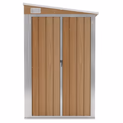 vidaXL Wall-mounted Garden Shed Brown Galvanised Steel Patio Tool Storage Shed