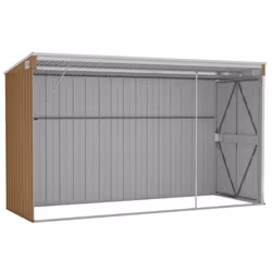 vidaXL Wall-mounted Garden Shed Brown Galvanised Steel Patio Tool Storage Shed - Additional view 5