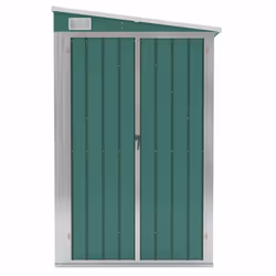 vidaXL Wall-mounted Garden Shed Green Galvanised Steel Patio Tool Storage Shed