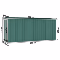 vidaXL Wall-mounted Garden Shed Green Galvanised Steel Patio Tool Storage Shed