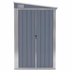 vidaXL Wall-mounted Garden Shed Grey Galvanised Steel Patio Tool Storage Shed