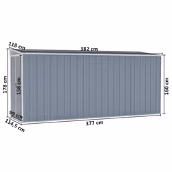 vidaXL Wall-mounted Garden Shed Grey Galvanised Steel Patio Tool Storage Shed