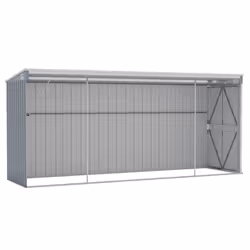 vidaXL Wall-mounted Garden Shed Grey Galvanised Steel Patio Tool Storage Shed - Additional view 5