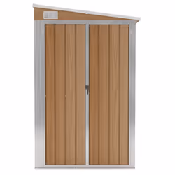 vidaXL Wall-mounted Garden Shed Brown Galvanised Steel Patio Tool Storage Shed