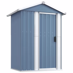 vidaXL Garden Shed Outdoor Storage House Patio Tool Organiser Galvanised Steel - grey