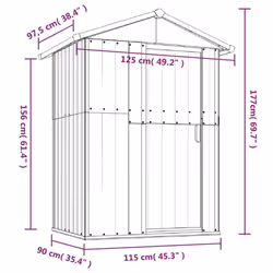 vidaXL Garden Shed Outdoor Storage House Patio Tool Organiser Galvanised Steel - grey - Additional view 9