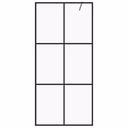 vidaXL Walk-in Shower Wall with Clear ESG Glass Black Shower Screen Partition