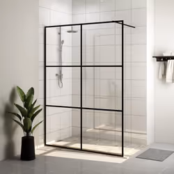 vidaXL Walk-in Shower Wall with Clear ESG Glass Black Shower Screen Partition
