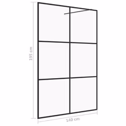 vidaXL Walk-in Shower Wall with Clear ESG Glass Black Shower Screen Partition - Additional view 4